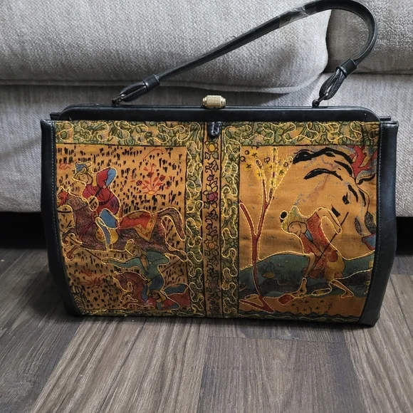 Native American Renaissance Bag Velour Tapestry Purse Vintage Accessory Purse - Picture 2 of 9